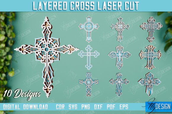 3D Layered Cross Bundle | Religious Sign