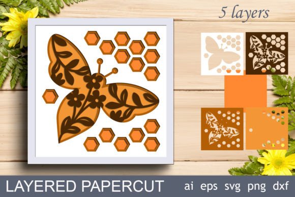 Bee Shadow Box Svg: 3D Layered Craft Design