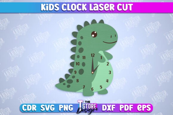 Charming Dino Clock SVG: Nursery Decor & Laser Cut Files