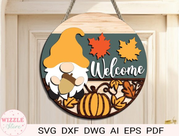 Charming Fall Gnome Door Sign SVG for Cozy Crafting
