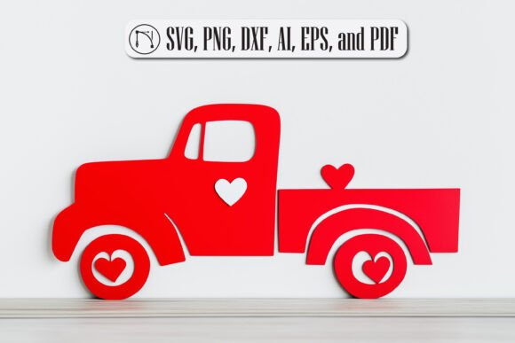 Charming Paper Cut Valentines Truck SVG Cut File