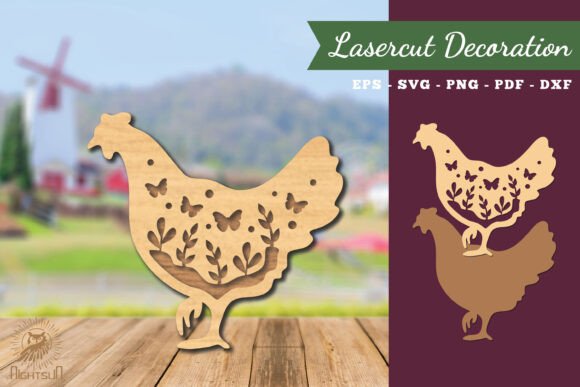 Elegant Floral Hen Laser Cut Design for Crafting