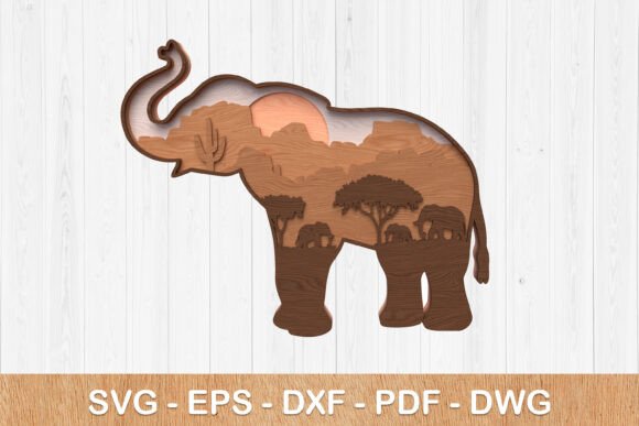 Elephant Safari Sunset Layered Art: A Design Asset for Striking Visuals