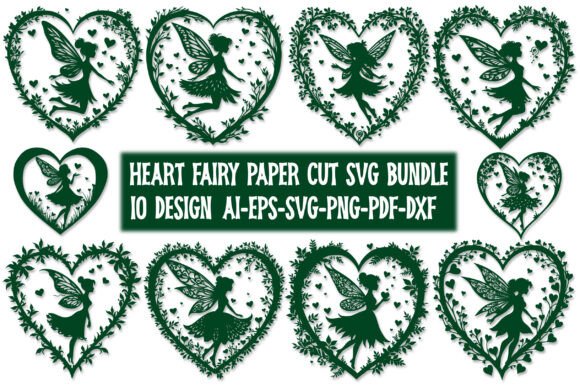 Enchanting Paper Cut Heart with Fairy SVG Bundle 5