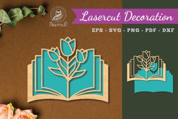 Flowers Book Laser Cut Decoration 1: A Creative Design Asset