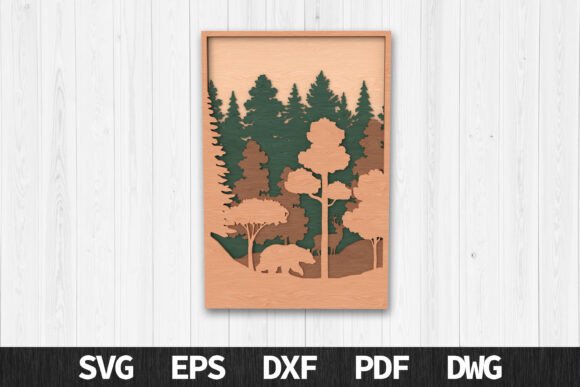 Forest Wildlife Layered Wall Art: Nature-Inspired Design Assets