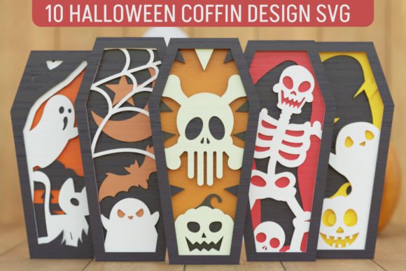 Halloween Coffin 3D SVG Layered BUNDLE