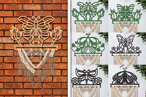 Laser Cut Butterfly Hanger Macrame Set
