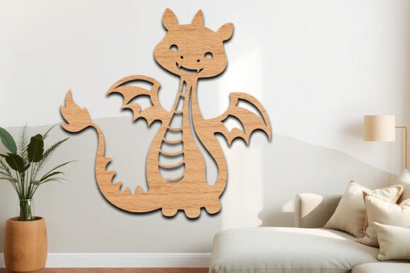 Laser Cut Cute Dragon Wall Art SVG Sign