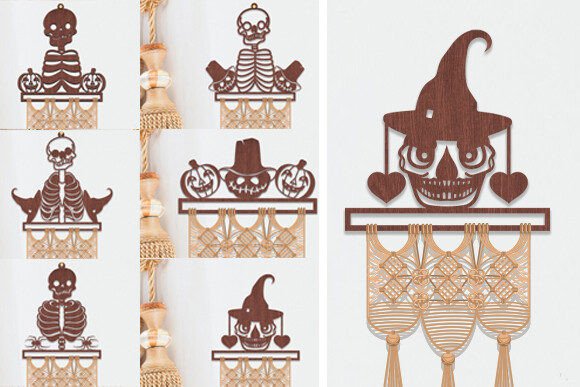 Laser Cut Skull Hanger Macrame Svg Set