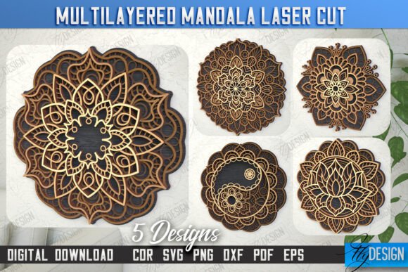 Multilayered Mandala Bundle: Precision Wall Art for Laser Projects