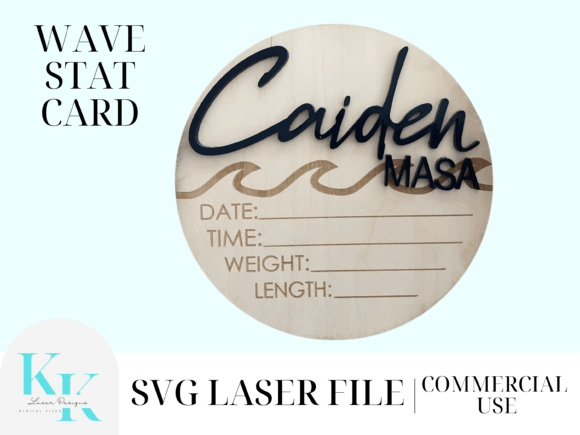 Ocean Wave Baby Stat Card & Announcement Design