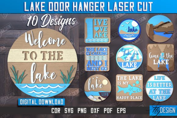 Rustic Lake Door Hanger CNC & Laser Cut Bundle