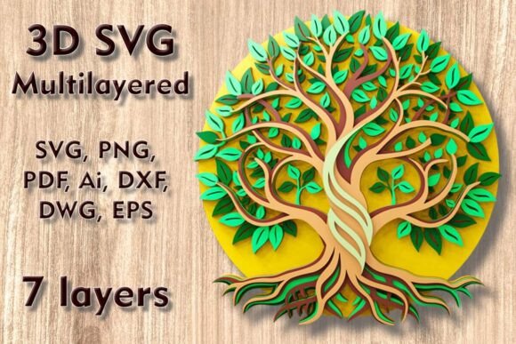 Stunning 3D Tree of Life SVG Multilayer Design for Crafting