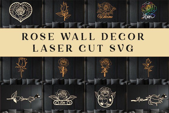 Stunning Rose Wall Decor Laser Cut SVG Bundle