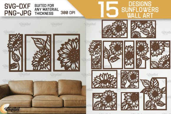 Sunflowers Wall Art Laser Cut Bundle