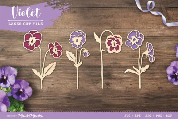 Violet Flower Laser Cut Files for Elegant Projects