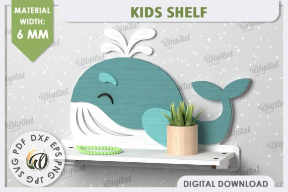 Whale Wall Shelf Laser Cut Design: A Unique Decor Element