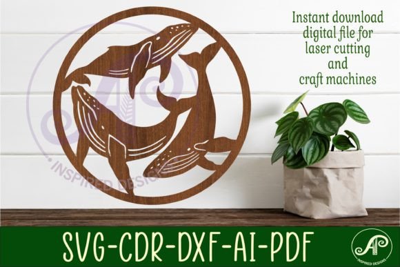 Whales Wall Art Sign SVG File for Laser Cutting